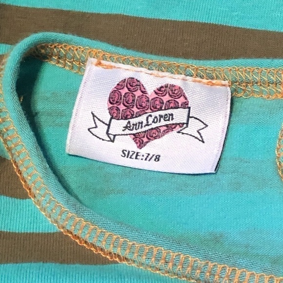 Ann Loren Long Sleeve Striped Pumpkin Girls Size 7/8 Shirt - Picture 7 of 9